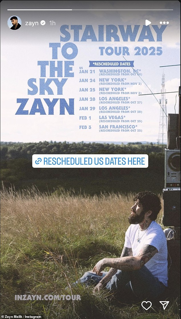 Zayn Malik Gives Update On His Tour After Postponing US Dates