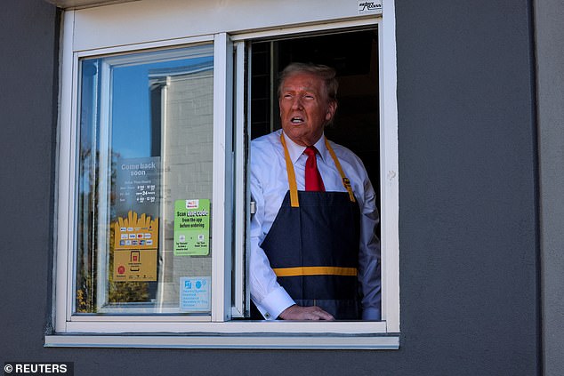 Trump answered questions from the drive-thru window