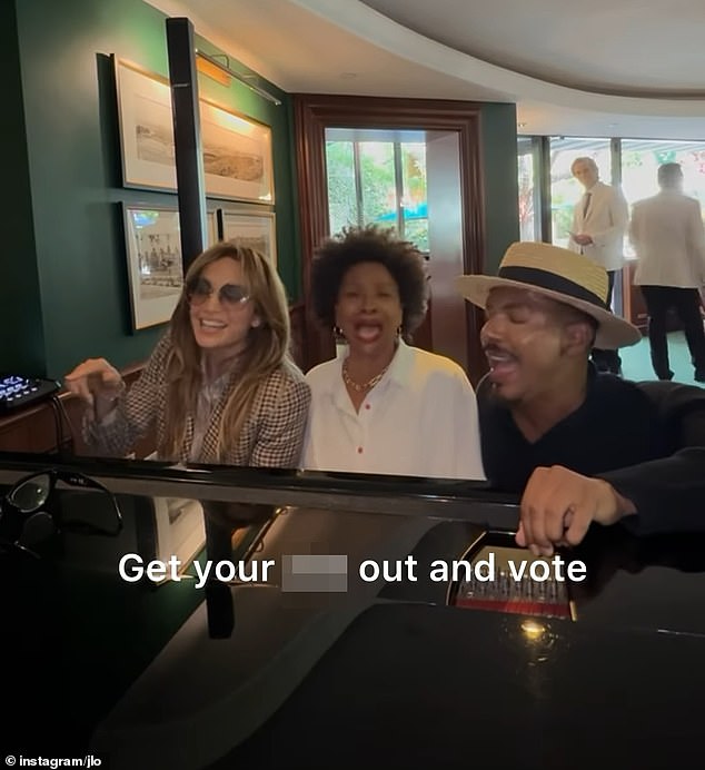 Jennifer was joined by actress Jennifer Lewis and singing coach Stevie Mackey as they encouraged fans to 'unpack and vote'