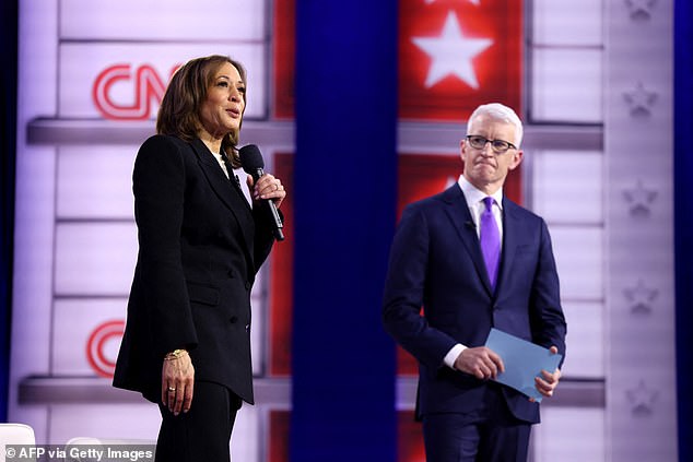 Harris dodged a question about the effectiveness of a border wall during CNN's town hall Wednesday night with Anderson Cooper