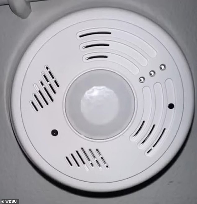 The hidden camera Glavan found in the bathroom was pointed at the toilet and was disguised as a smoke detector