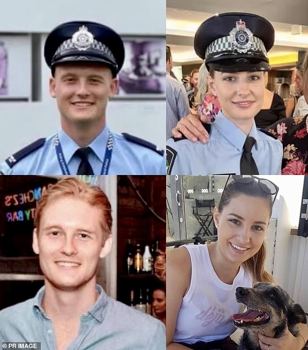 Constable Matthew Arnold (left, above and below) and Constable Rachel McCrow (right, above and below) were killed in an ambush in Queensland