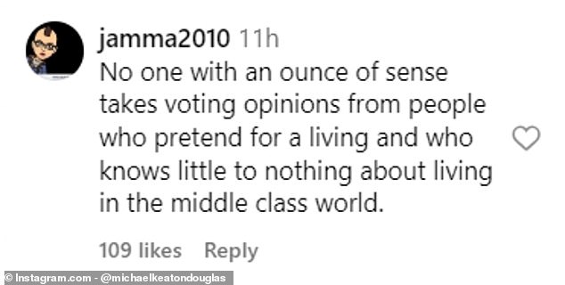 Another user said anyone who took advice from Hollywood stars to the voting booth was being misled