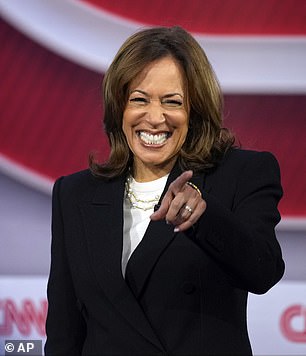 Five percent said they knew someone who would do the same for Kamala Harris (pictured Wednesday)