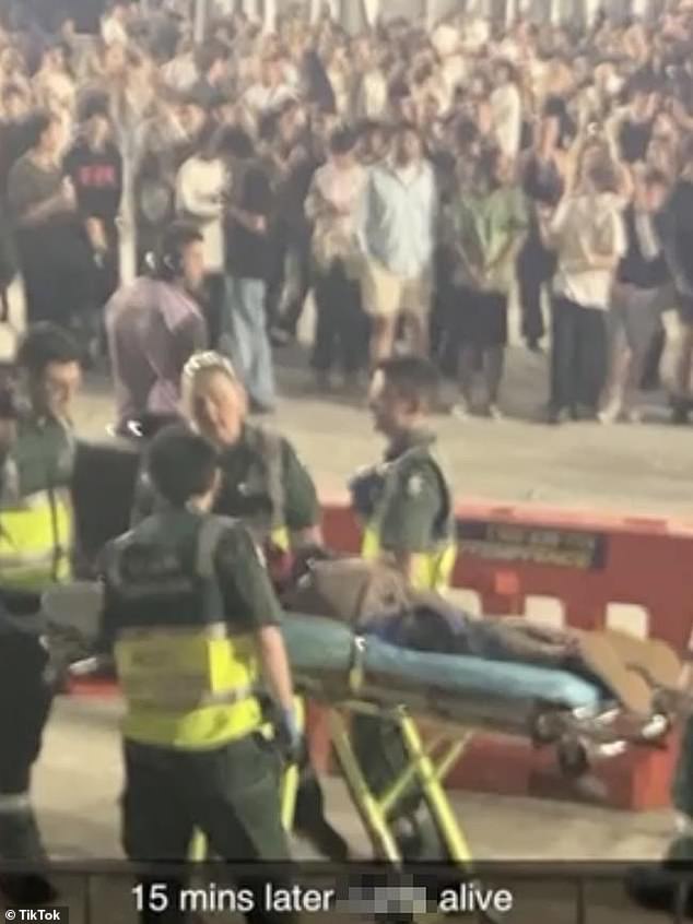 The man was removed from the stadium on a stretcher under the supervision of medical staff shortly after the incident