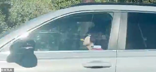 The woman was captured on surveillance video before driving onto the 5 Freeway