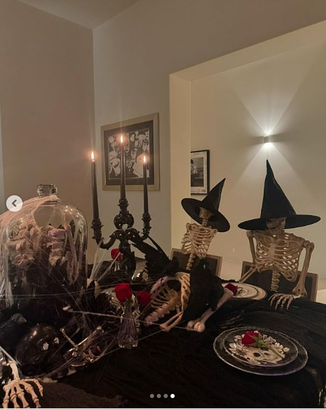 Kourtney also shared two images of her Halloween decorations to her Instagram carousel