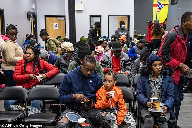 Although Massachusetts is more than 2,000 miles from the southern border, it has seen about 50,000 new arrivals since January 2021. Migrants at the La Colaborativa day shelter in Chelsea, Massachusetts, are pictured