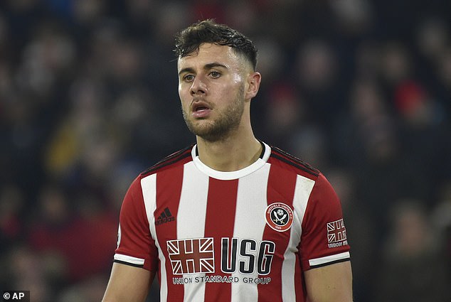 Baldock pictured in 2020 playing for Sheffield United in the Premier League