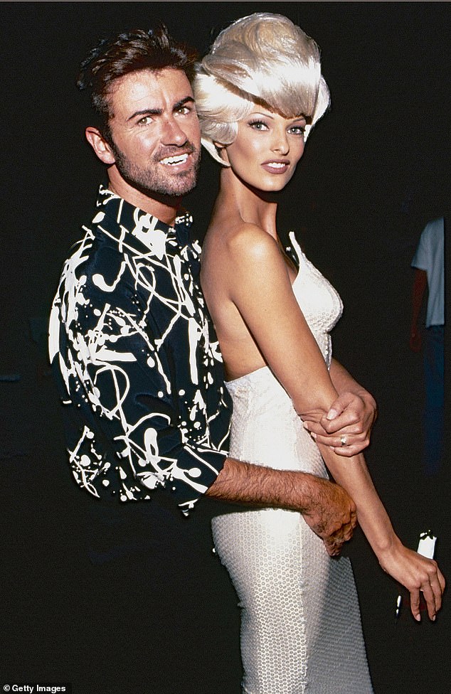 Linda also appeared in George Michael's Too Funky video, seen here on set in Paris in 1992