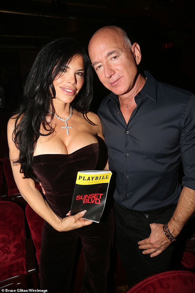 Lauren sanchez and jeff bezos attend the opening night of "Sunset BLVD" at St James Theatre