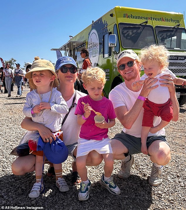 Dustin and the 70-year-old perfumer also have three grandsons through their daughter Alexandra Hoffman, who celebrates her 37th birthday this Sunday (pictured September 4)