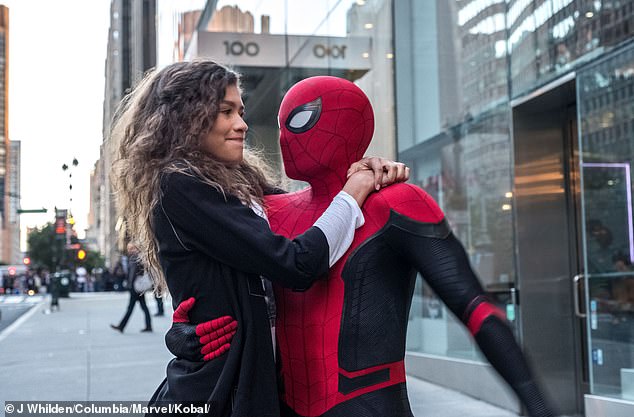 The pair previously met on set while starring together in Spider-Man: Homecoming. Last week, he also excited fans of the films after revealing that he and Zendaya had read an early draft of the script for the film; pictured in 2019 still from Spider-Man: Far from Home