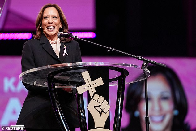 Vice President Kamala Harris campaigns at a church in Stonecrest, Georgia on her 60th birthday on October 20, 2024