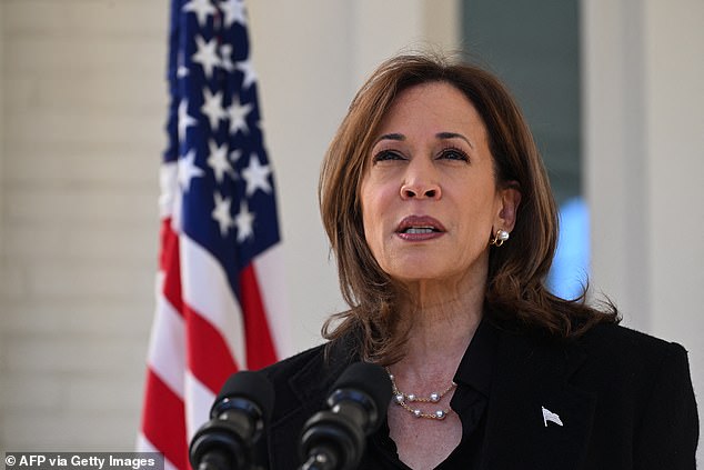 Vice President Kamala Harris outside her residence at the US Naval Observatory on October 23