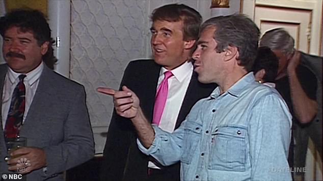 “It then became very clear that he and Donald were really, really good friends and spent a lot of time together,” Williams said of Donald Trump (left) and sex abuser Jeffrey Epstein (right), photographed together in the 1990s.