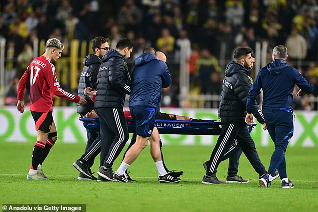 The Brazilian came on as a substitute, but was stretchered off after just 16 minutes