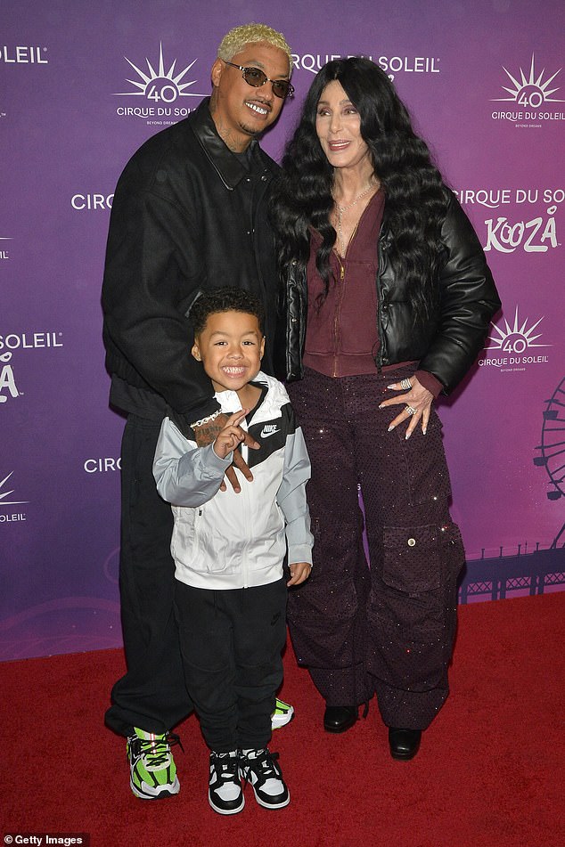 They were joined by the music director's five-year-old son Slash, whom he shares with ex-girlfriend Amber Rose