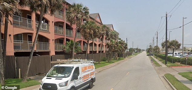 When police arrived on the scene, on the road between The Beachfront Palms Hotel and a Kroger supermarket (pictured), they found Hannah bleeding and unresponsive.