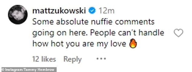 Tammy's fiancé Matt Zukowski came to her defense and shut down the trolls in her comments