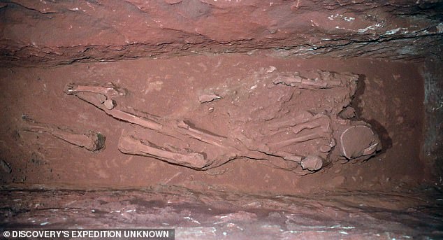 The Grail was found next to the bodies of twelve people (pictured) in a hidden tomb. Archaeologists still have no idea who these twelve people could be