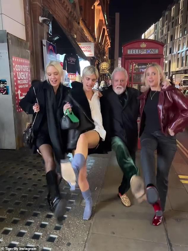 The family enjoyed a night out in London, with Tigerlily, 30, sharing on Instagram on Friday the moment they decided to break out and dance down the street