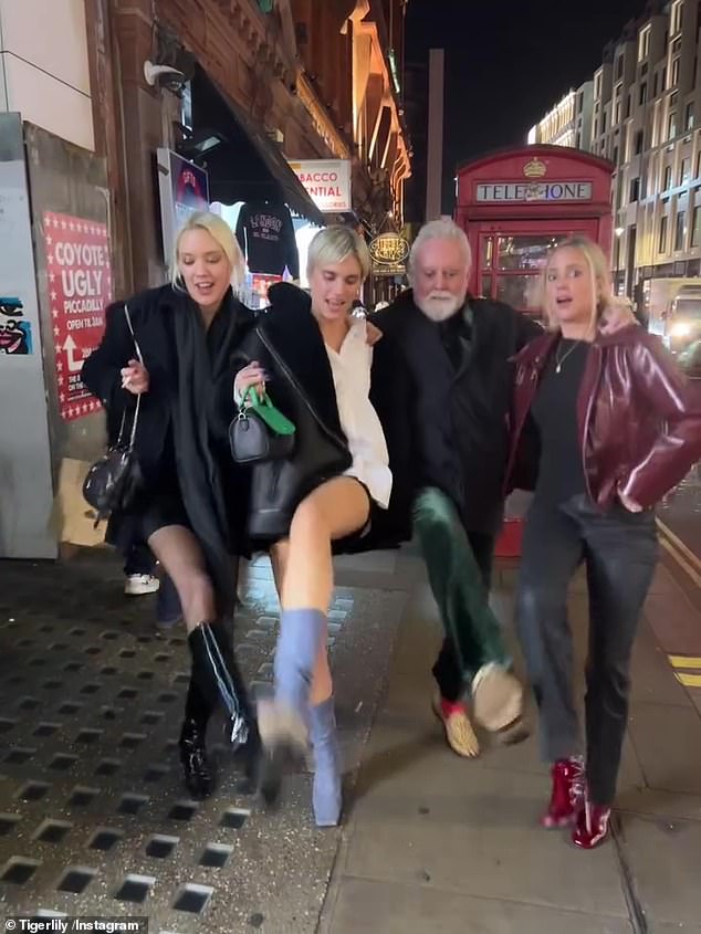 Tigerlily captioned the post: 'Da da da da da da da daa BDE, major dork energy. Wandering around Soho with these freaks last night'.