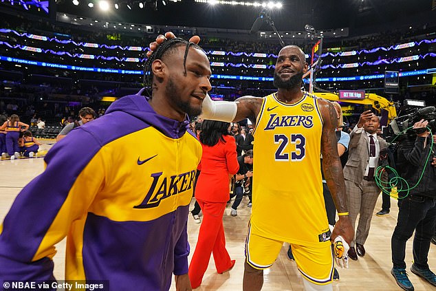 LeBron James and Bronny James will play their first game as teammates on their home court on Friday