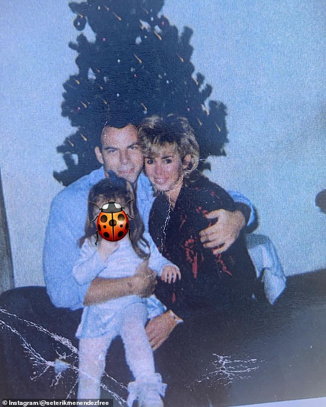 One of the photos Talia released is a family photo from prison on Christmas Day when she was a child, but she covered her face