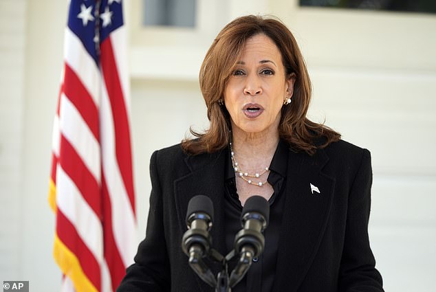 Democratic presidential candidate Vice President Kamala Harris speaks at the vice president's residence in Washington on Wednesday, October 23, 2024. She was invited to the JRE, but her campaign said she couldn't due to scheduling issues