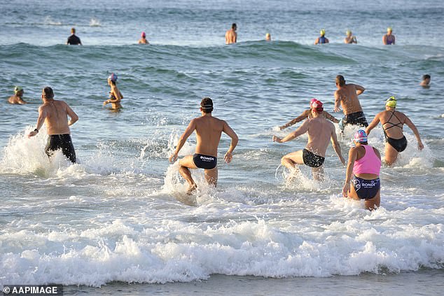 Locations monitored include coastal beaches from Eurobodalla south to Sydney and Port Stephens and then to Ballina near the NSW/Queensland border (pictured are swimmers at Bondi Beach)