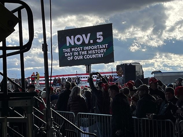 A sign calling Election Day 'the most important day in the history of our country'