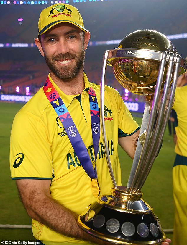 Maxwell discusses the issue in his book The Showman - and while he acknowledges that repeated indiscretions haven't helped, the reputation of binge drinking is getting under his skin (pictured, with the 2023 ODI World Cup)