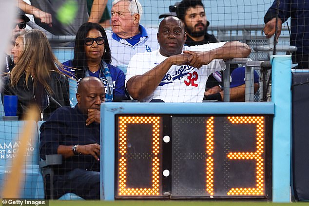 Co-owner Magic Johnson was also on hand to watch LA take on New York