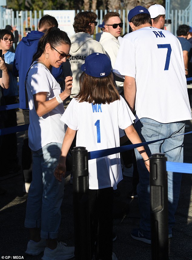 The Hollywood power couple, married since 2015, treated their children, daughter Wyatt Isabelle, 9, and son Dimitri Portwood, 7, to the first game of the highly anticipated Fall Classic