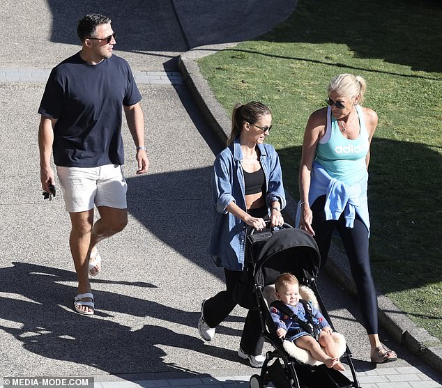 The family seemed in good spirits for the hot day out in Sydney