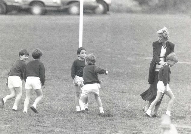 Princess Diana takes William along after he ran away to participate in a game of tag in 1990