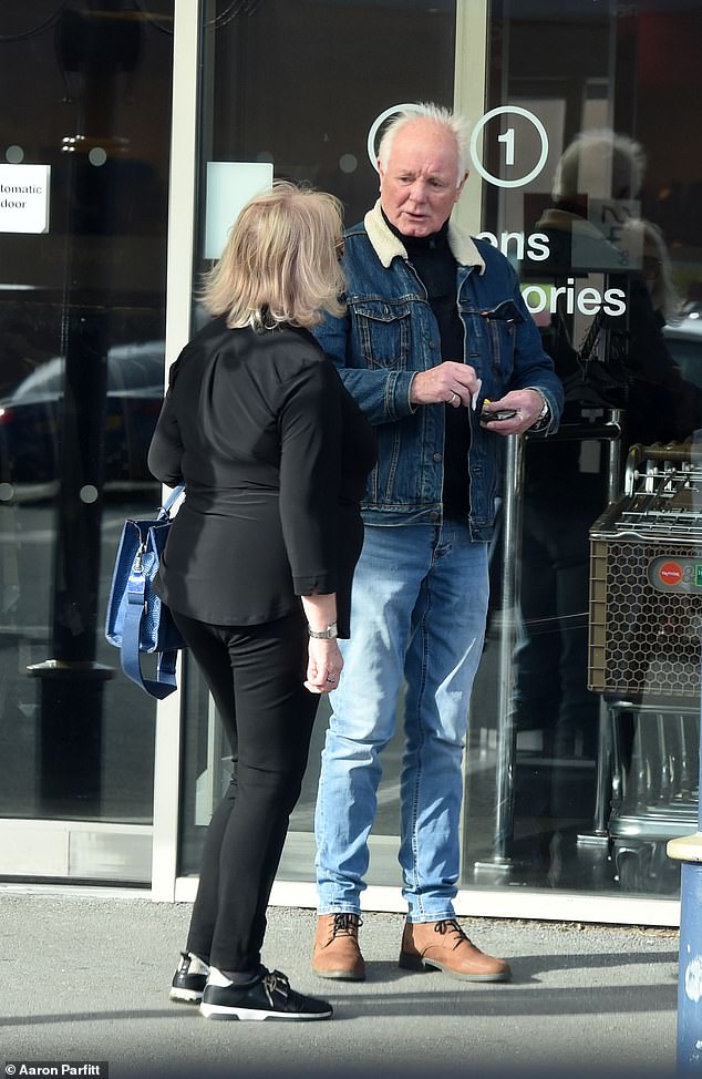 He wore a black turtleneck sweater, sherpa-lined denim jacket and jeans for the outing