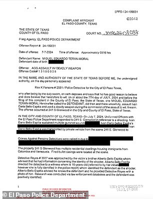 El Paso Police Department records document a murder linked to the Venezuelan gang Tren de Aragua, obtained exclusively by DailyMail.com