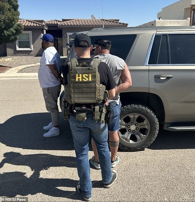 Federal agents from Homeland Security Investigations in El Paso arrest a Tren de Aragua gang member on October 11 in Sunland Park, New Mexico, just outside El Paso.