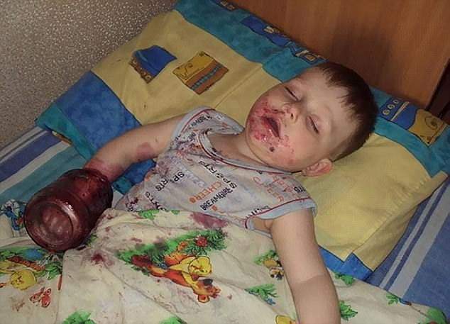 Get a good rest: A little boy was visibly so exhausted that he fell asleep with his hand still stuck in a jar of something that looked incredibly delicious