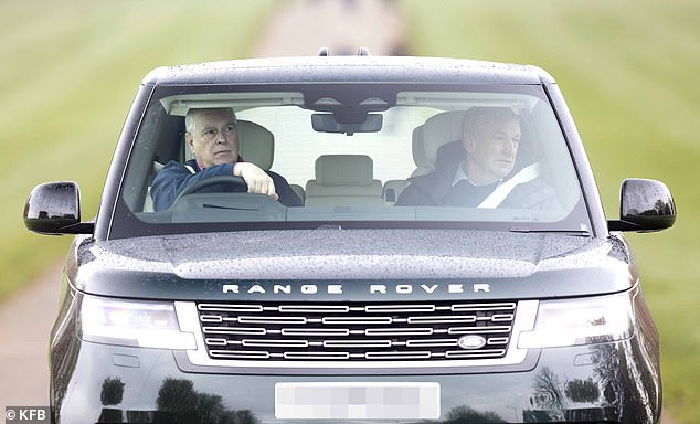 After spending some time in the great outdoors, Prince Andrew drove back to Royal Lodge with a man who could be a member of his soon-to-be axed security team.