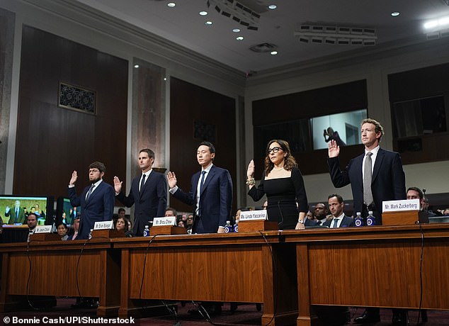 Bosses of social media giants Facebook, TikTok, Twitter and Snapchat have already been questioned by Congress about the dangers their platforms pose to children.