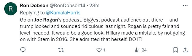 Liberals have now begged the vice president to sit down with Rogan after she previously declined an invitation due to scheduling conflicts