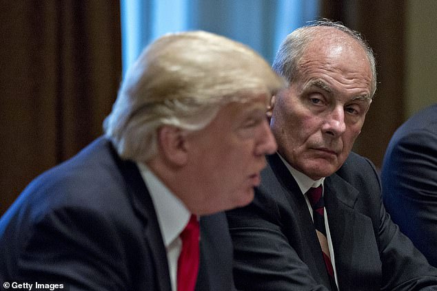 Trump and Kelly together in October 2017 during a briefing with senior military leaders in the White House Cabinet Room