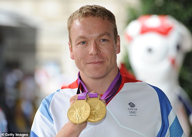 Sir Chris Hoy, pictured in 2012 after winning two gold medals at the London Olympics