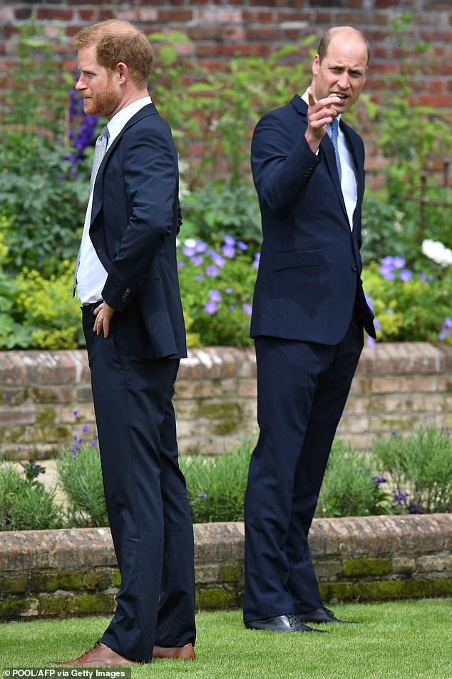 Harry and William attend the unveiling of a statue of their mother in The Sunken Garden at Kensington Palace