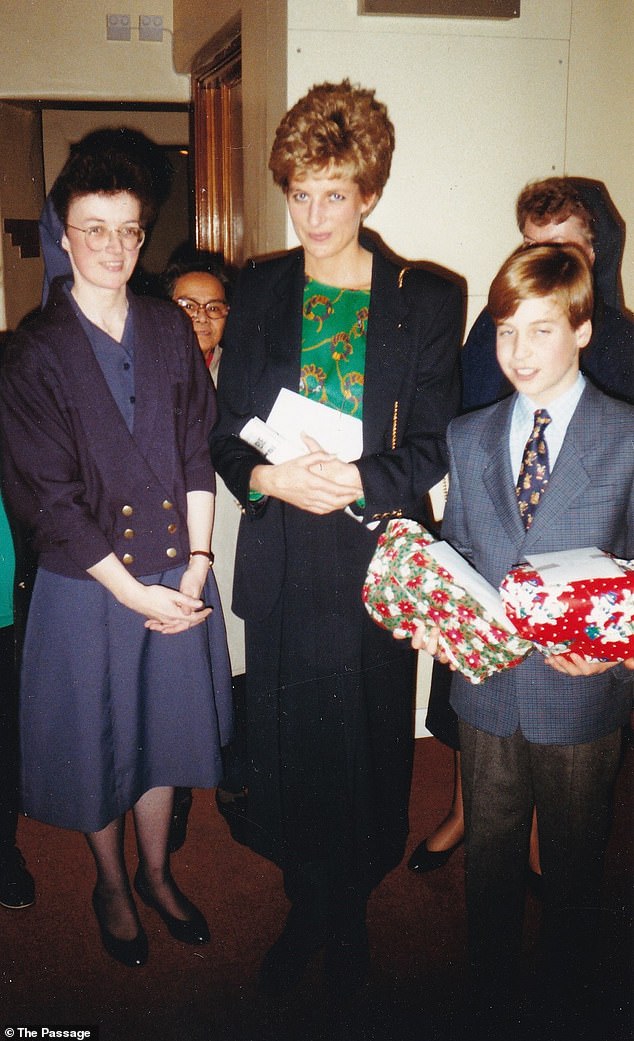 A young Prince William is pictured beaming next to his mother, Princess Diana, in never-before-seen photos from a visit to The Passage in 1993