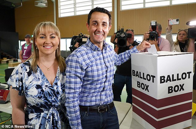 Mr Crisafulli cast his vote on Saturday, accompanied by his wife Tegan, as the LNP successfully wrestled the government away from Labor