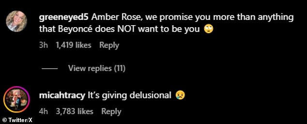 Some social media users mentioned Amber in the comments section, with one typing: 'It's delusional'